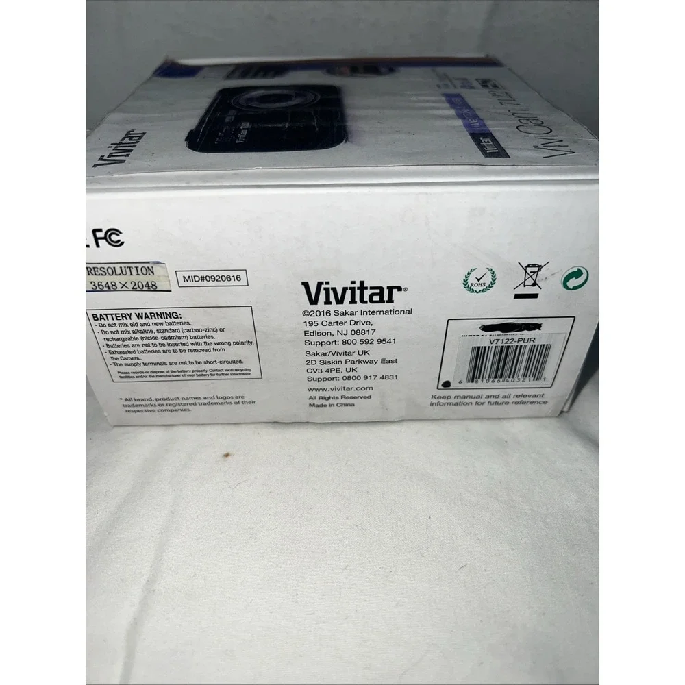 Vivitar ViviCam 7122 Digital Camera 7.1MP Purple Open Box Compact Point Shoot